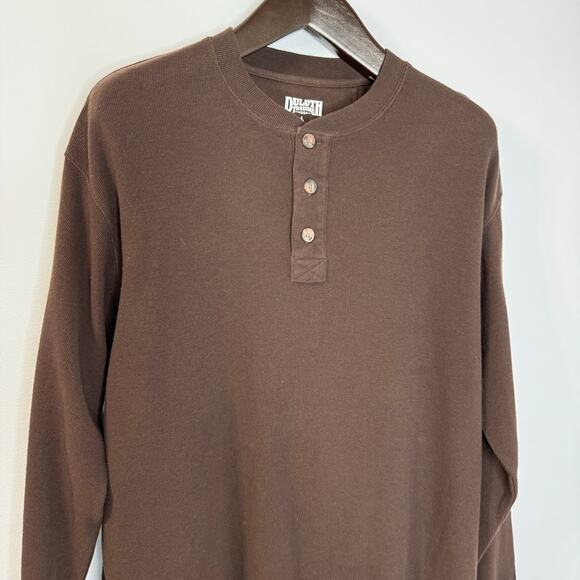 Duluth Trading Men's Longtail T Waffle Henley Long Sleeve Brown Large - Picture 2 of 11